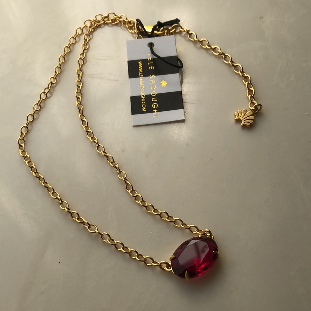 Lele Sadoughi Crystal charm necklace, ruby rose, new with tags